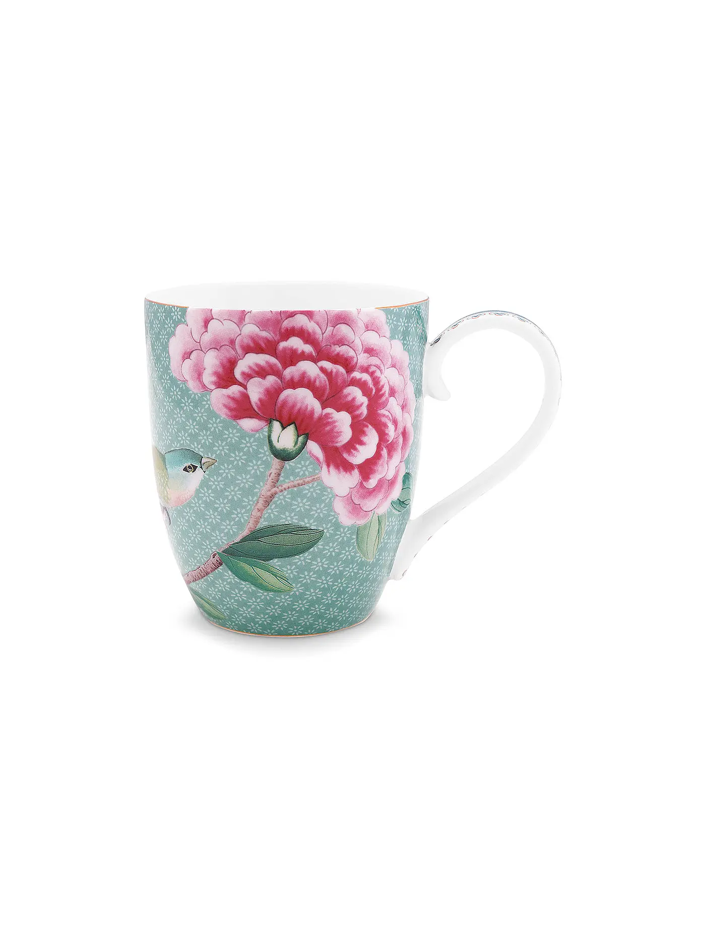 PIP STUDIO | Henkelbecher Set 2er X-Large BLUSHING BIRDS 450ml Weiss | hellblau